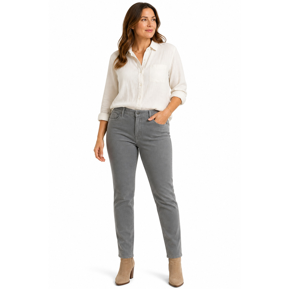 Ann Taylor Loft Curvy Skinny Fine Wale Corduroy Light Gray Stretch Pants sz 12